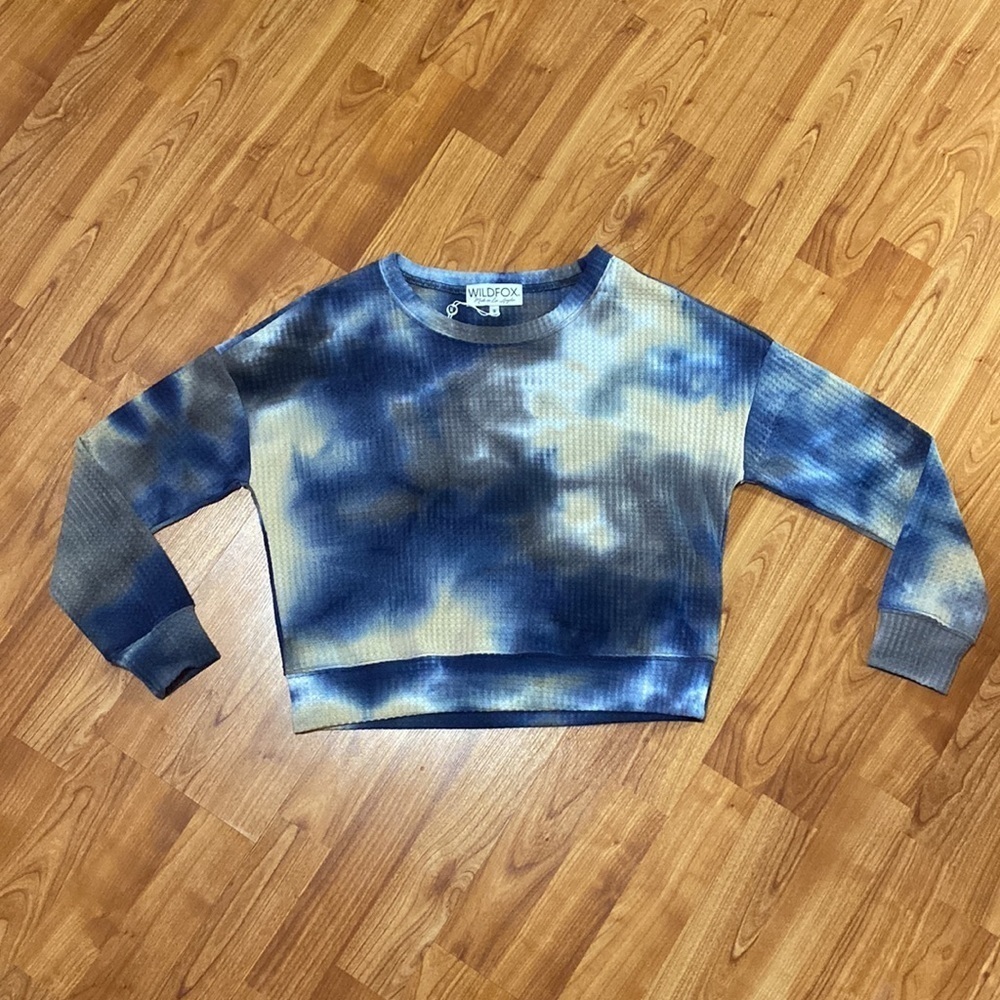 ✨NEW✨ Wildfox waffle crop top - blue tie-dye - small